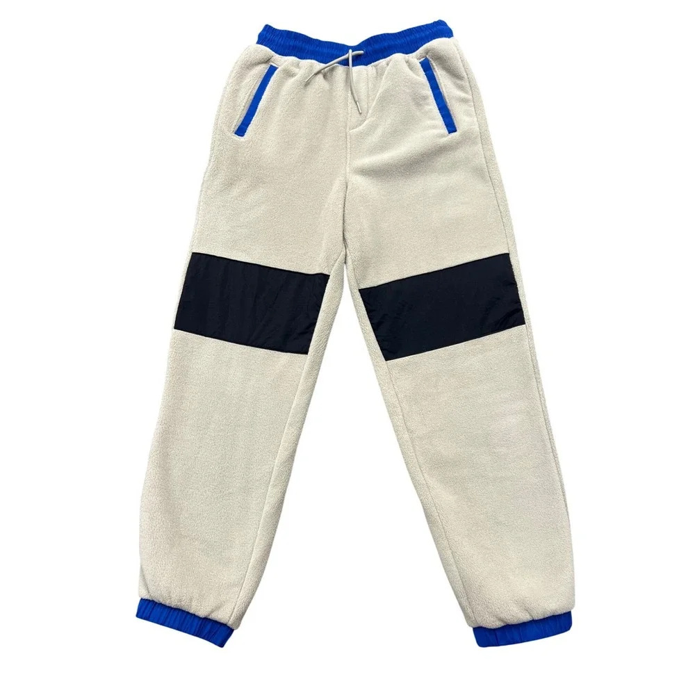 Old Navy Fleece Joggers Boys XL 14-16 Cream Blue Excellent Sherpa Pants
